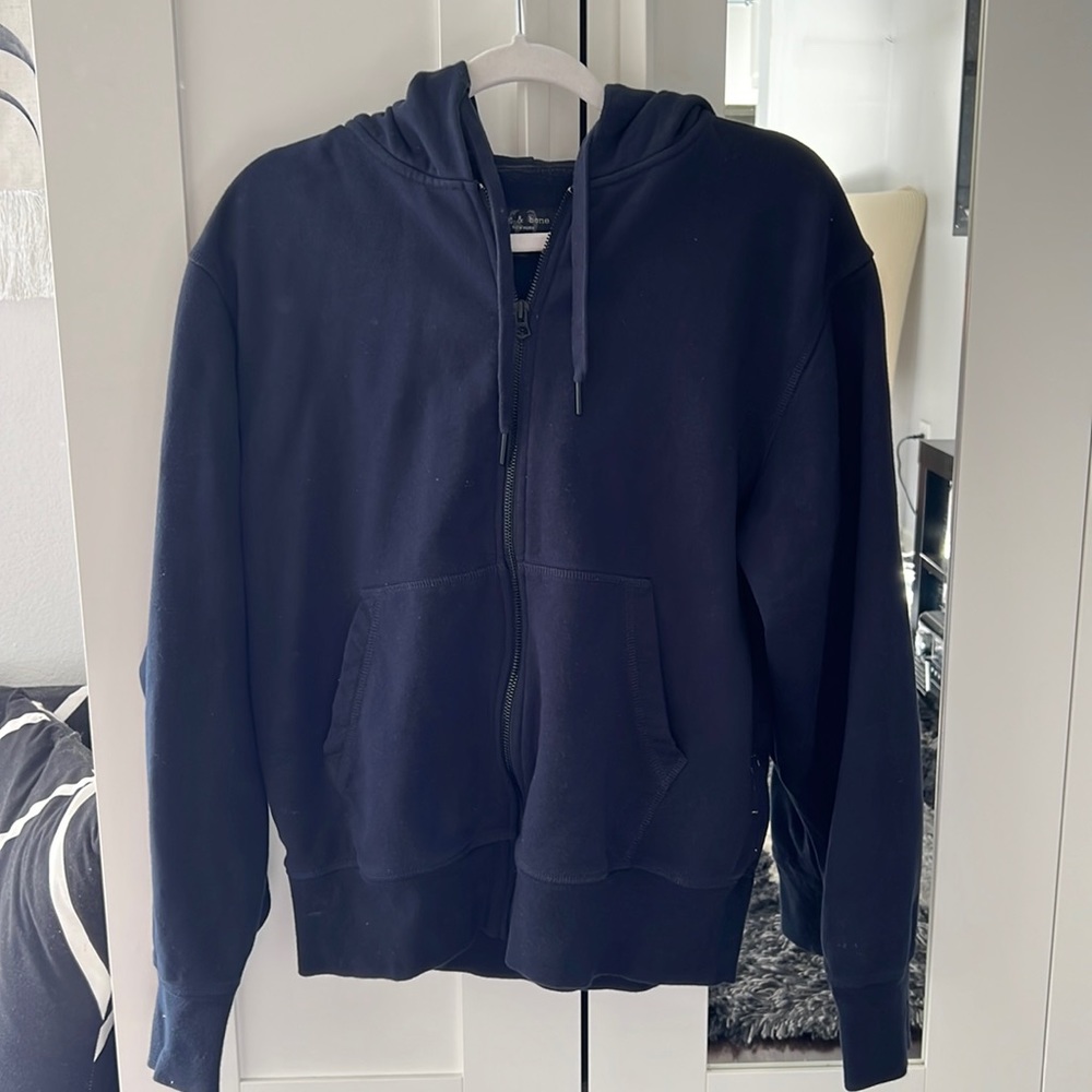 Mens Rag and Bone size small zip up navy hoodie